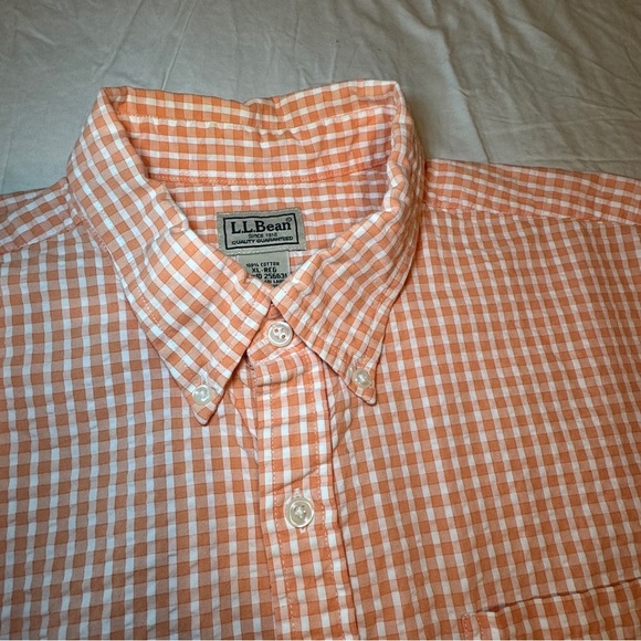 LL Bean Men's Orange Checkered Shirt size XL - Picture 10 of 10
